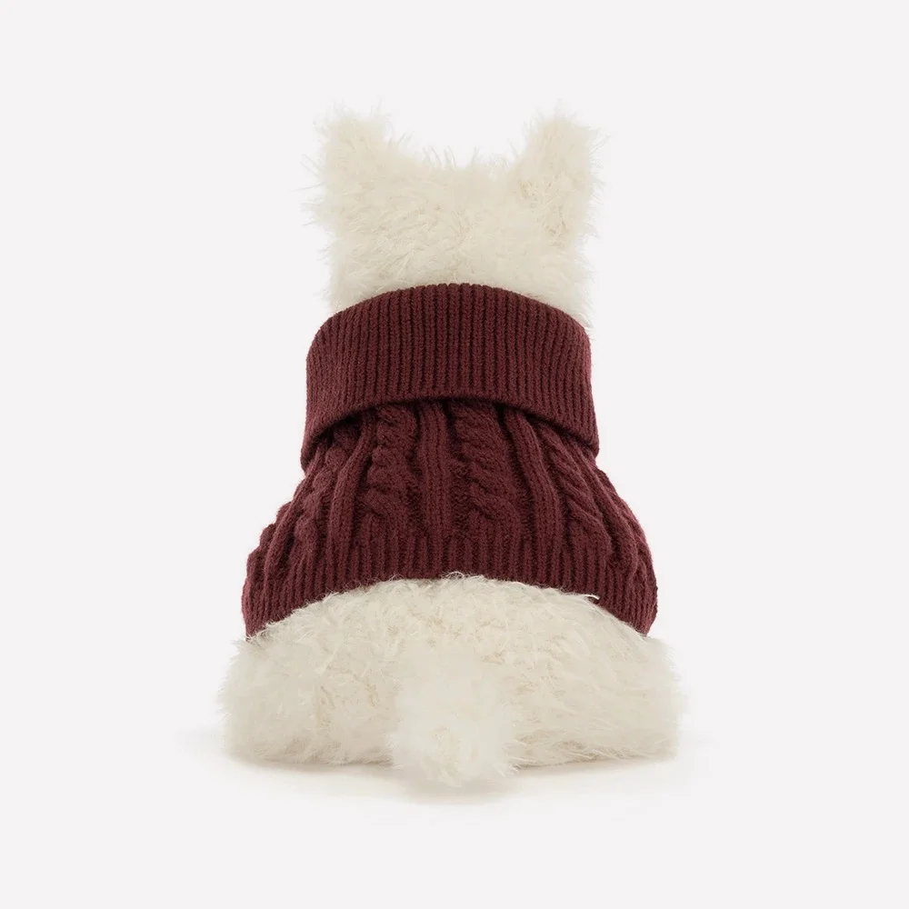 Munro Scottie Dog 'Winter Jumper' by Jellycat, Back View.