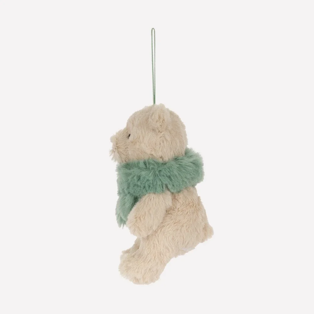 Bartholomew Bear Jr. Winter Warmer Decoration by Jellycat, Side View.