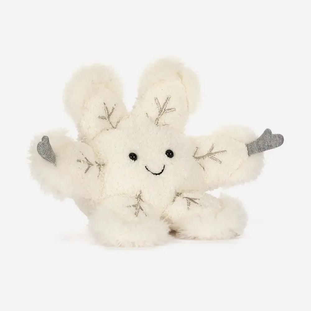 Amuseables Snowflake by Jellycat, Front Side View.