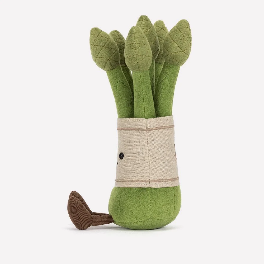 Amuseables Asparagus by Jellycat, Side View.