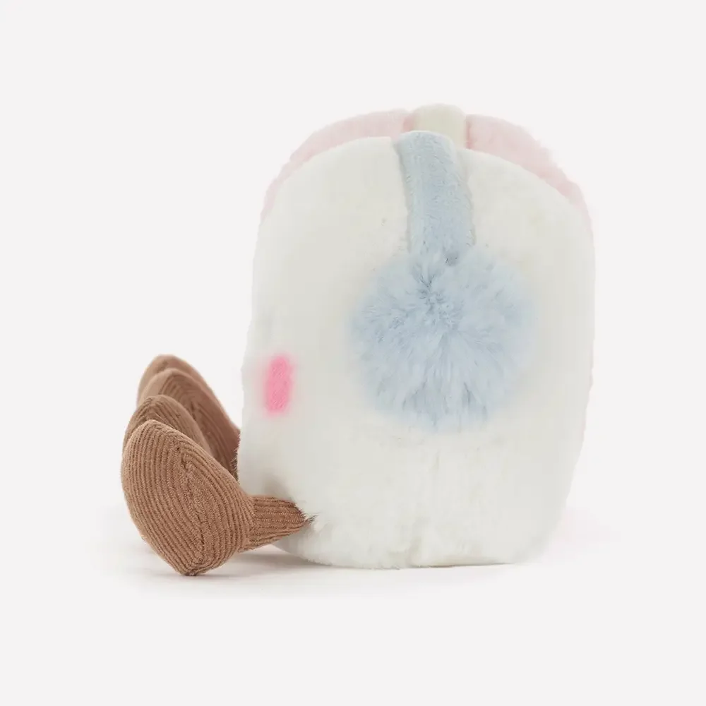 Amuseables Toastie Pink And White Marshmallows by Jellycat, Side View.