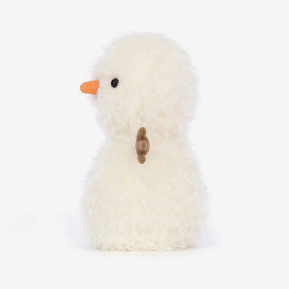 Little Snowman by Jellycat, Side View.