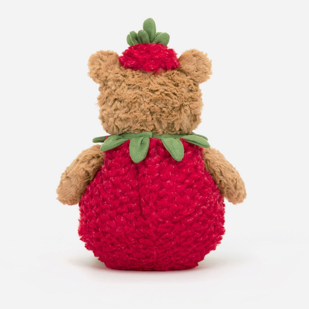 Bartholomew Bear Strawberry by Jellycat, Back View.