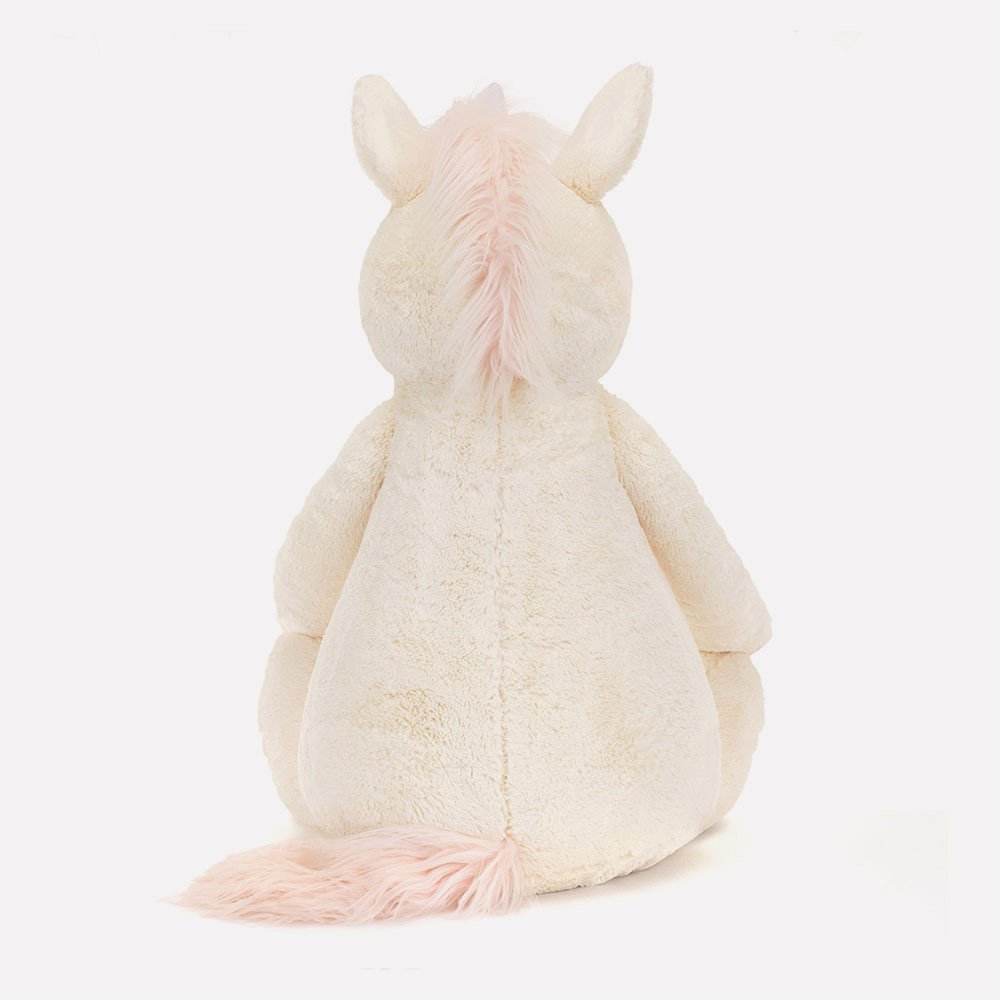 Bashful Unicorn - Giant by Jellycat, Back View.