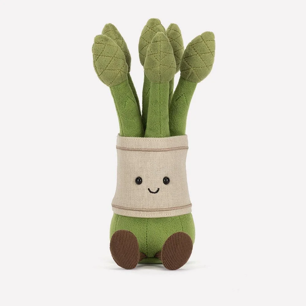 Amuseables Asparagus by Jellycat, Front View.