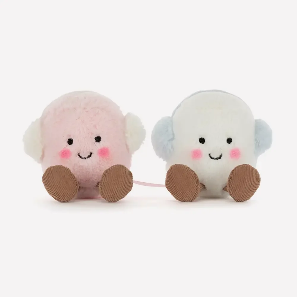 Amuseables Toastie Pink And White Marshmallows by Jellycat, Front View.