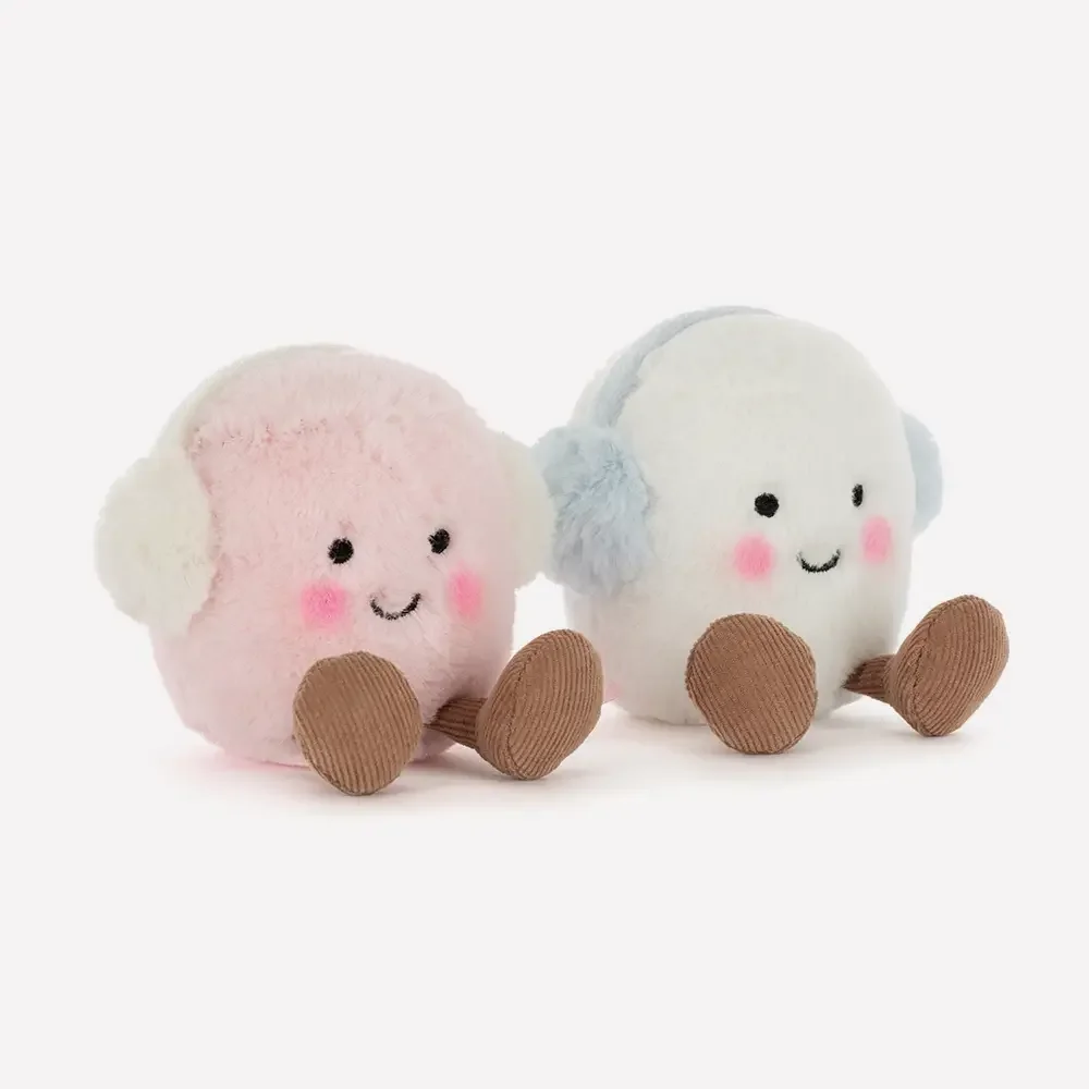 Amuseables Toastie Pink And White Marshmallows by Jellycat, Front Side View.