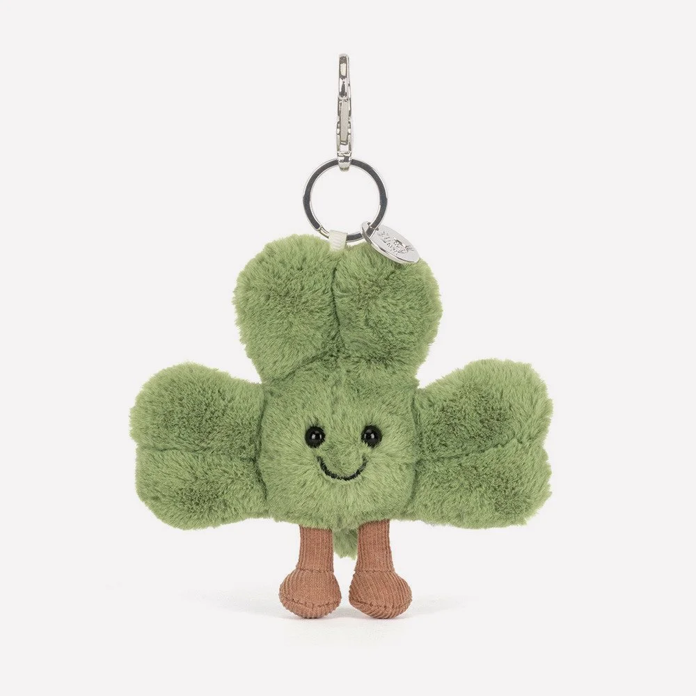 Amuseables Siofra Shamrock Bag Charm by Jellycat, Front View.