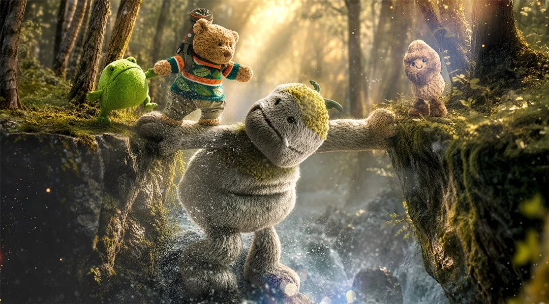 Jellycat Autumn adventure soft plush toys exploring the woodland.