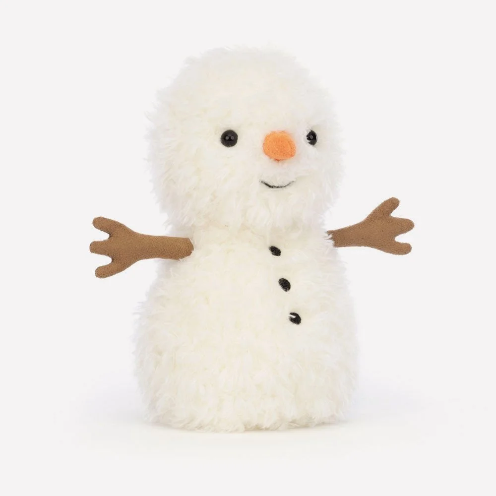 Little Snowman by Jellycat, Front Side View.
