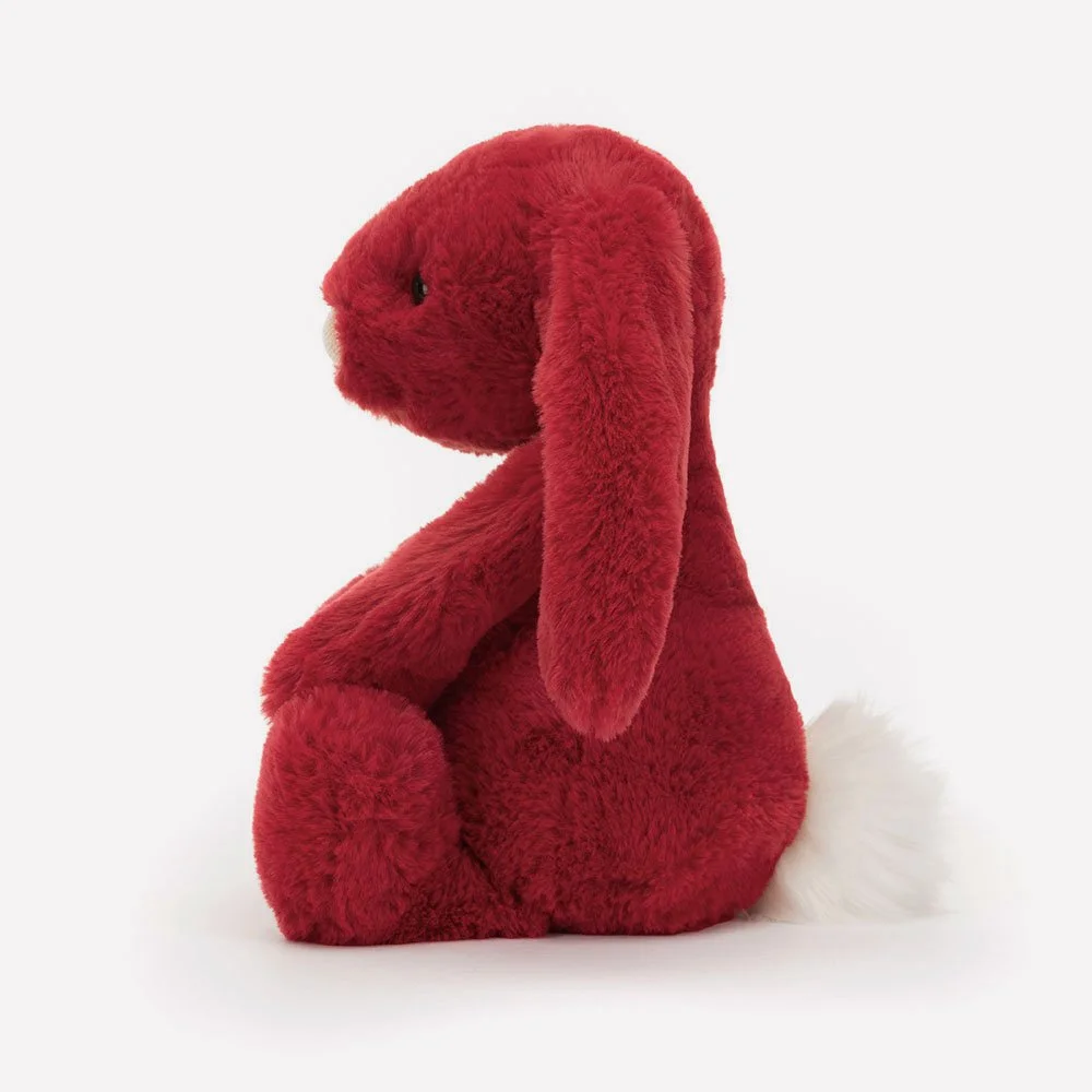 Bashful Luxe Bunny Scarlett - Medium by Jellycat, Side View.