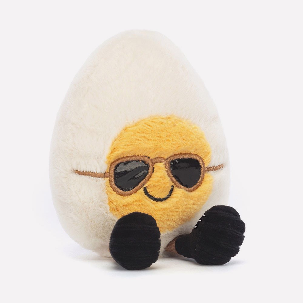 Amuseables Boiled Egg Chic by Jellycat, Front View.