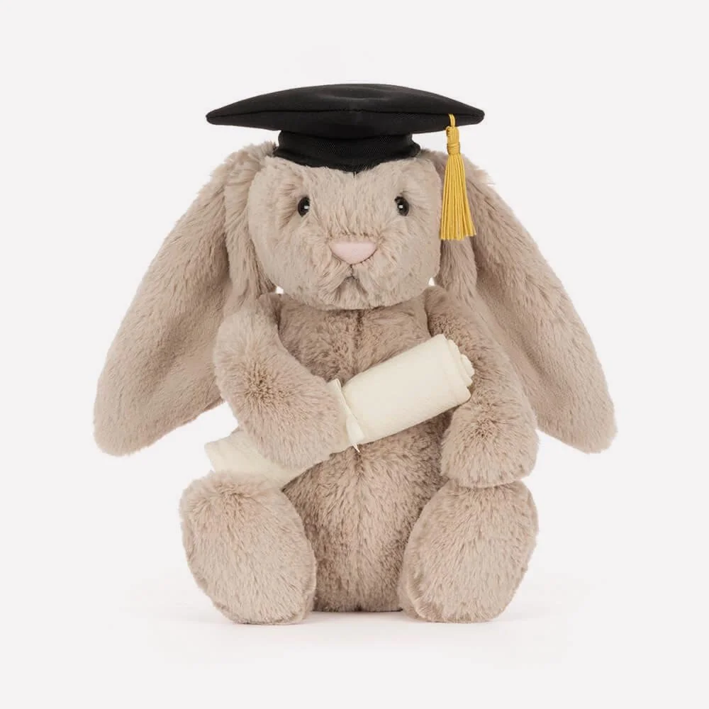 Bashful Bunny Graduation Outfit by Jellycat, Front View.