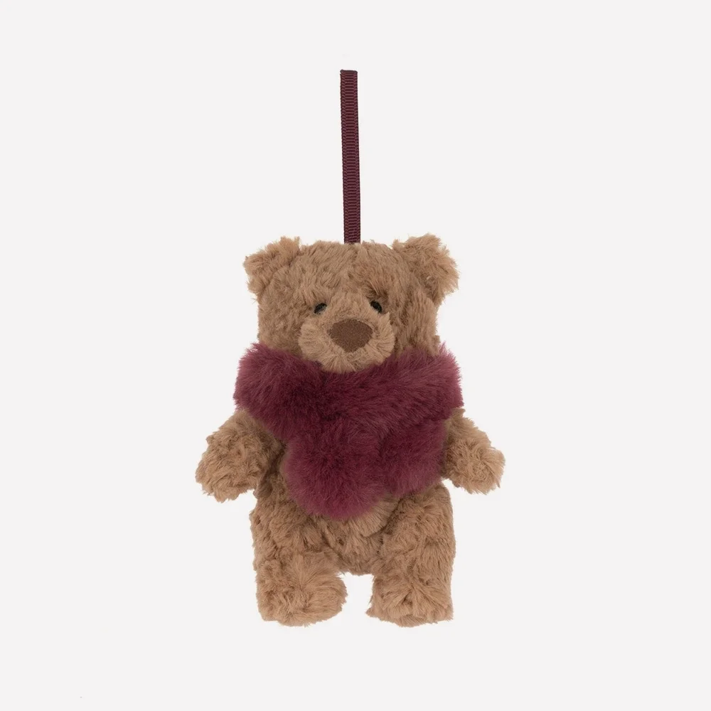 Bartholomew Bear Winter Warmer Decoration by Jellycat, Front View.