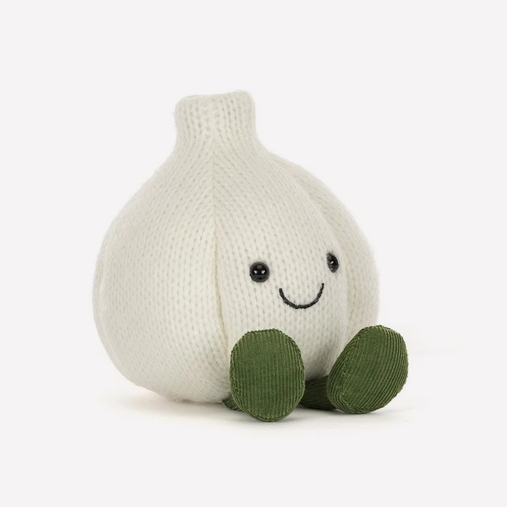 Amuseables Garlic by Jellycat, Front Side View.