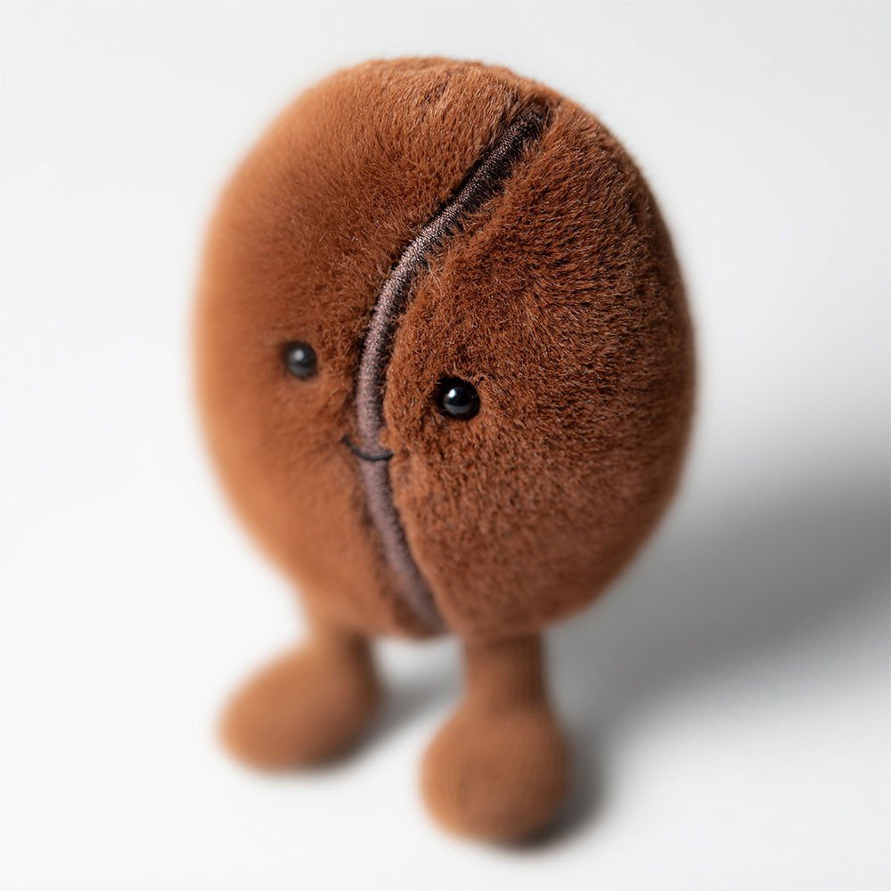 Amuseables Coffee Bean by Jellycat, Top View.