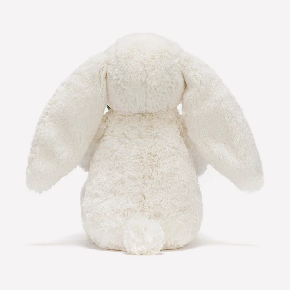 Cream Bunny With Plant by Jellycat, Back View.
