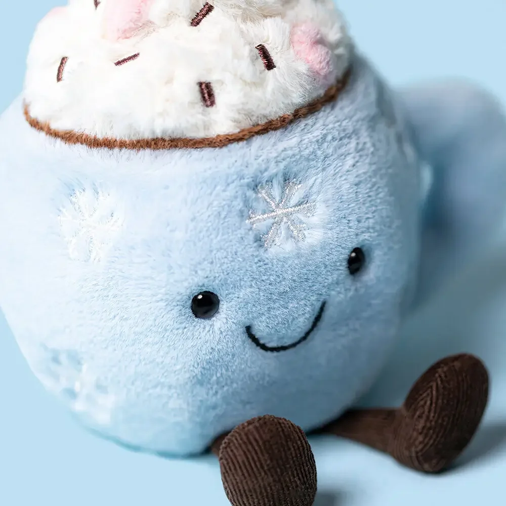 Amuseables Hot Chocolate With Marshmallows by Jellycat, Top View.