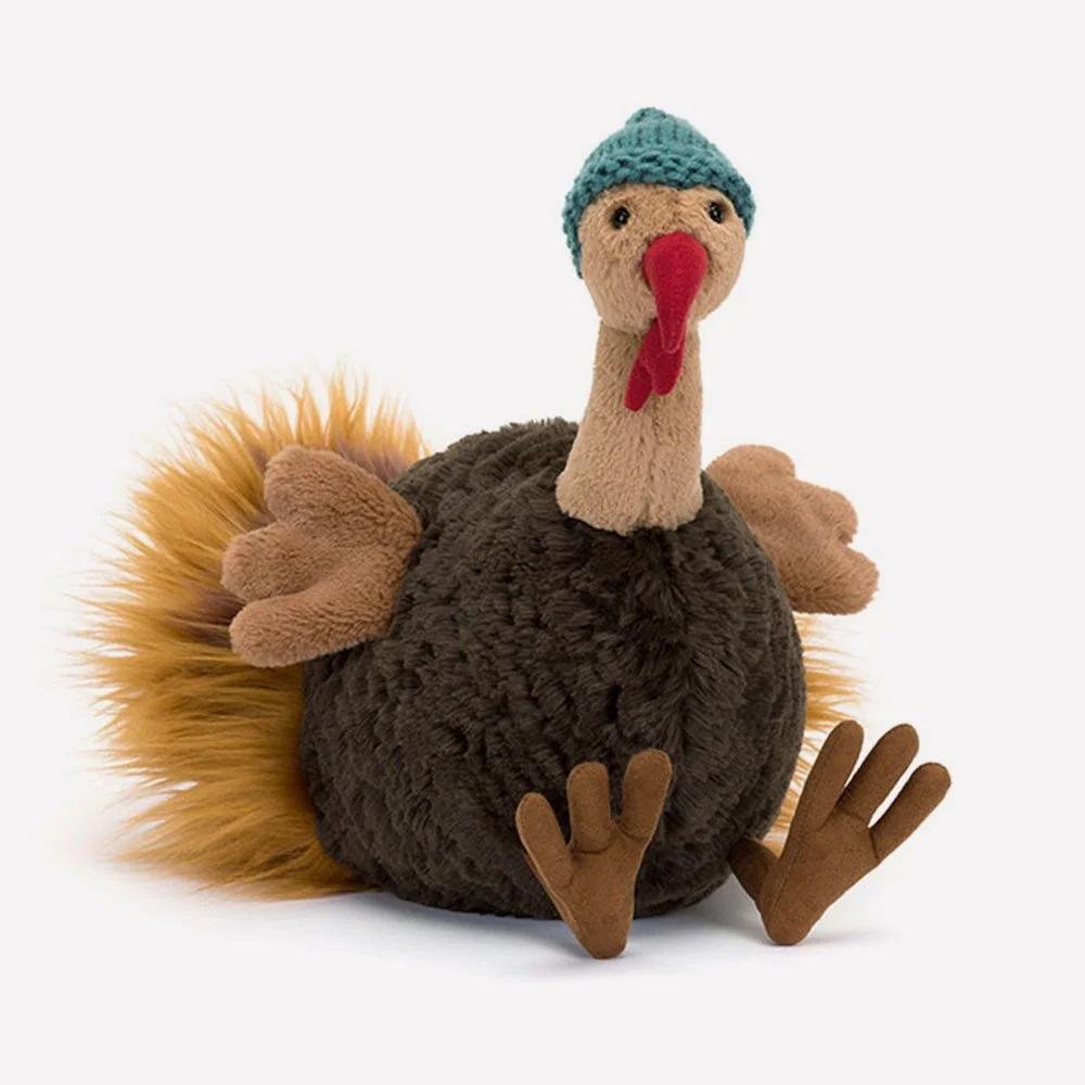 Theo Turkey by Jellycat, Front Side View.