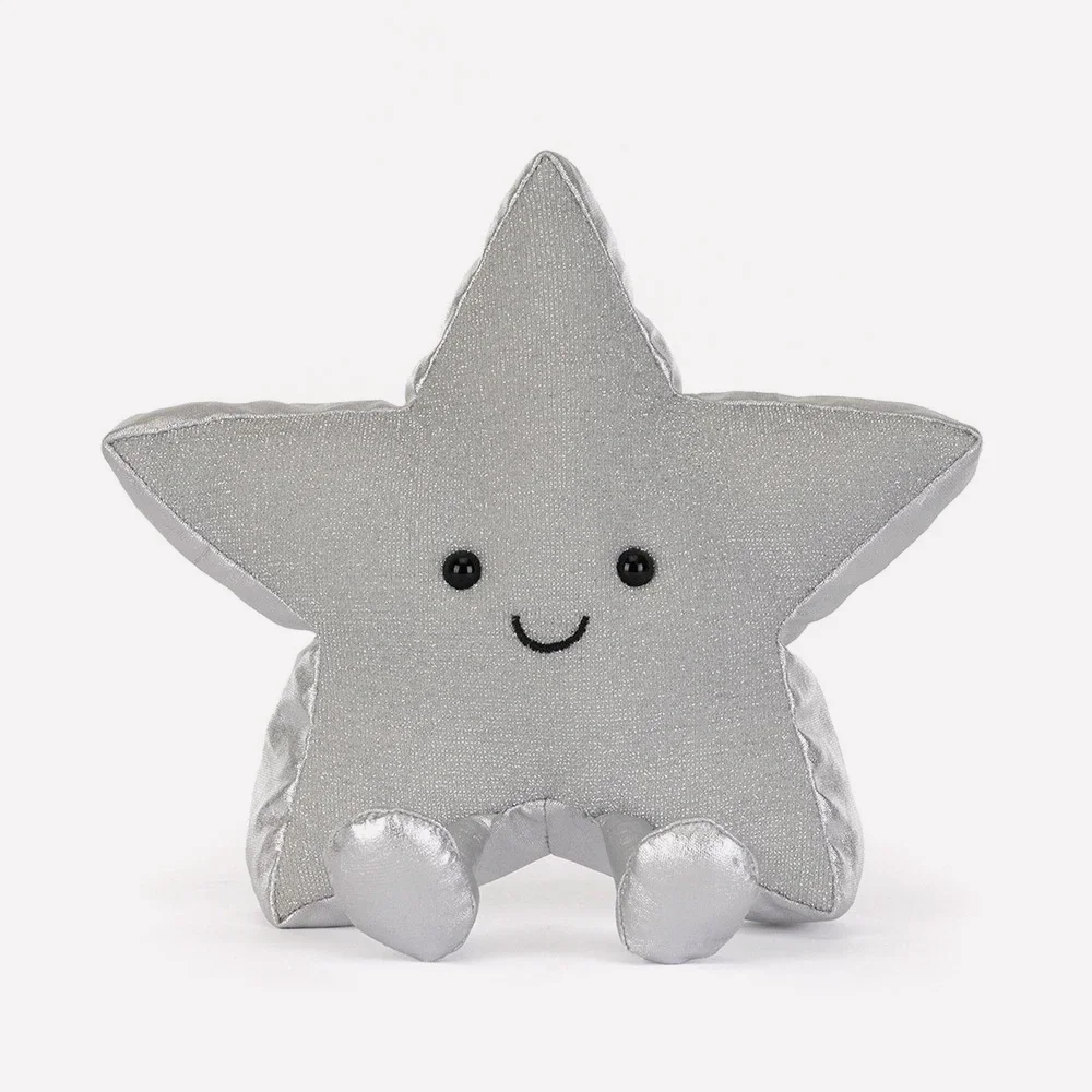 Amuseables Silver Star by Jellycat, Front View.