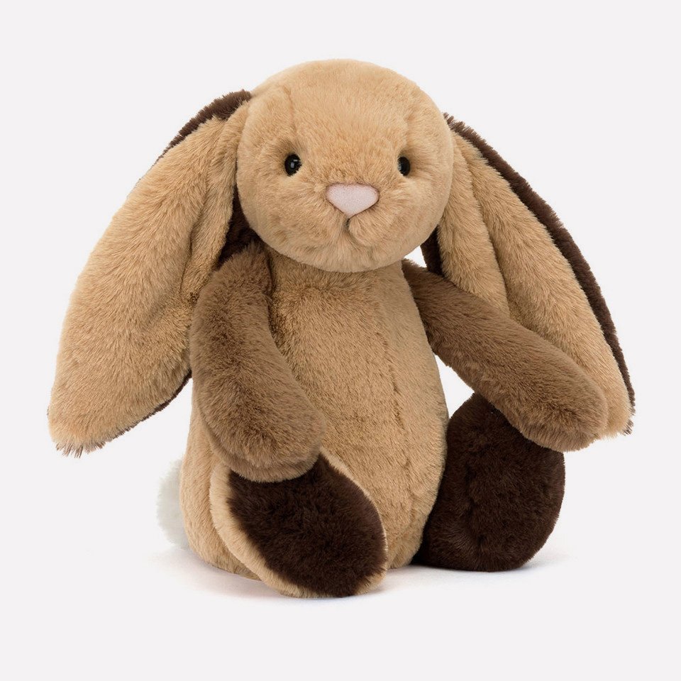 Bashful Patchwork Brown Bunny by Jellycat, Front Side View.