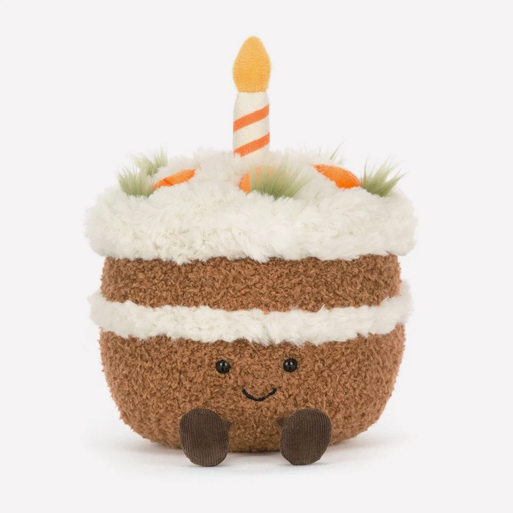 Amuseables Carrot Cake by Jellycat, Front View.