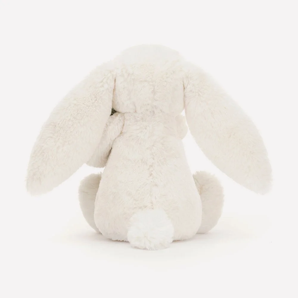 Bashful Bunny With Christmas Tree by Jellycat, Back View.