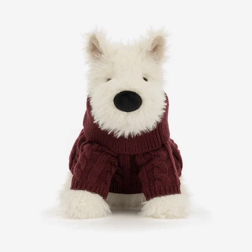 Munro Scottie Dog 'Winter Jumper' by Jellycat, Front View.