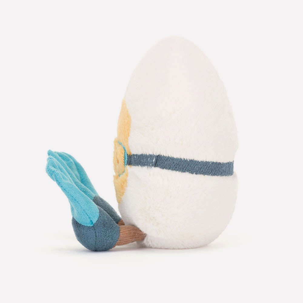 Amuseables Boiled Egg Scuba by Jellycat, Side View.