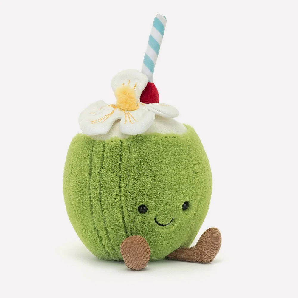 Amuseables Aruba Coconut by Jellycat, Front Side View.