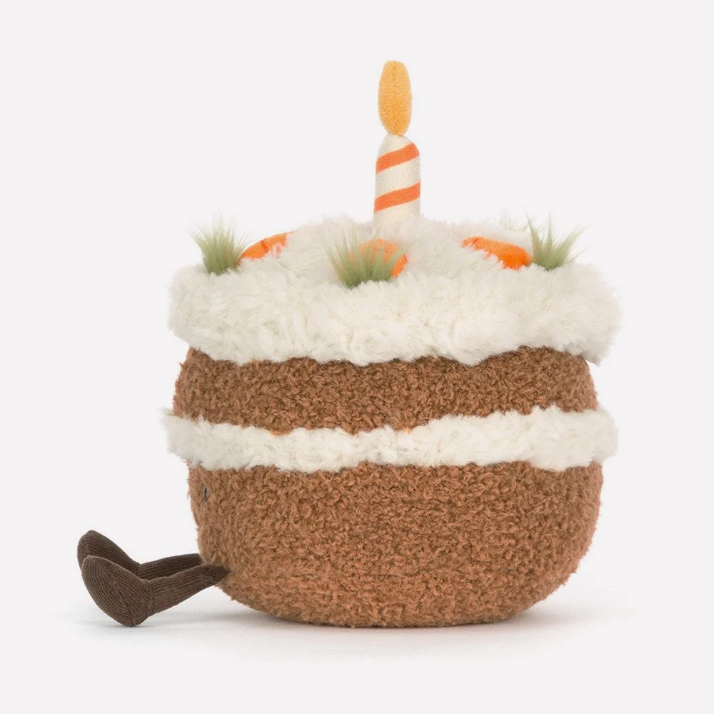 Amuseables Carrot Cake by Jellycat, Side View.
