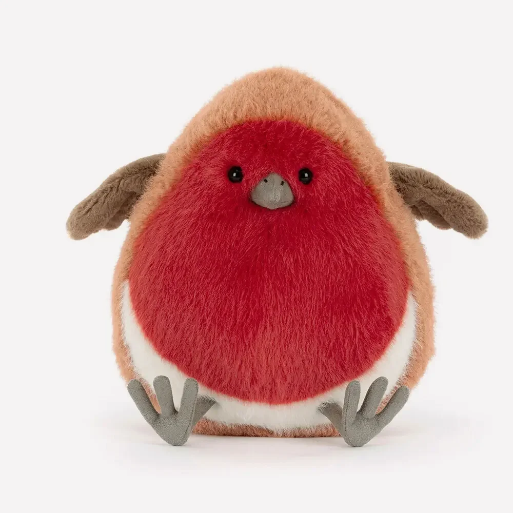 Plum Robin by Jellycat, Front View.