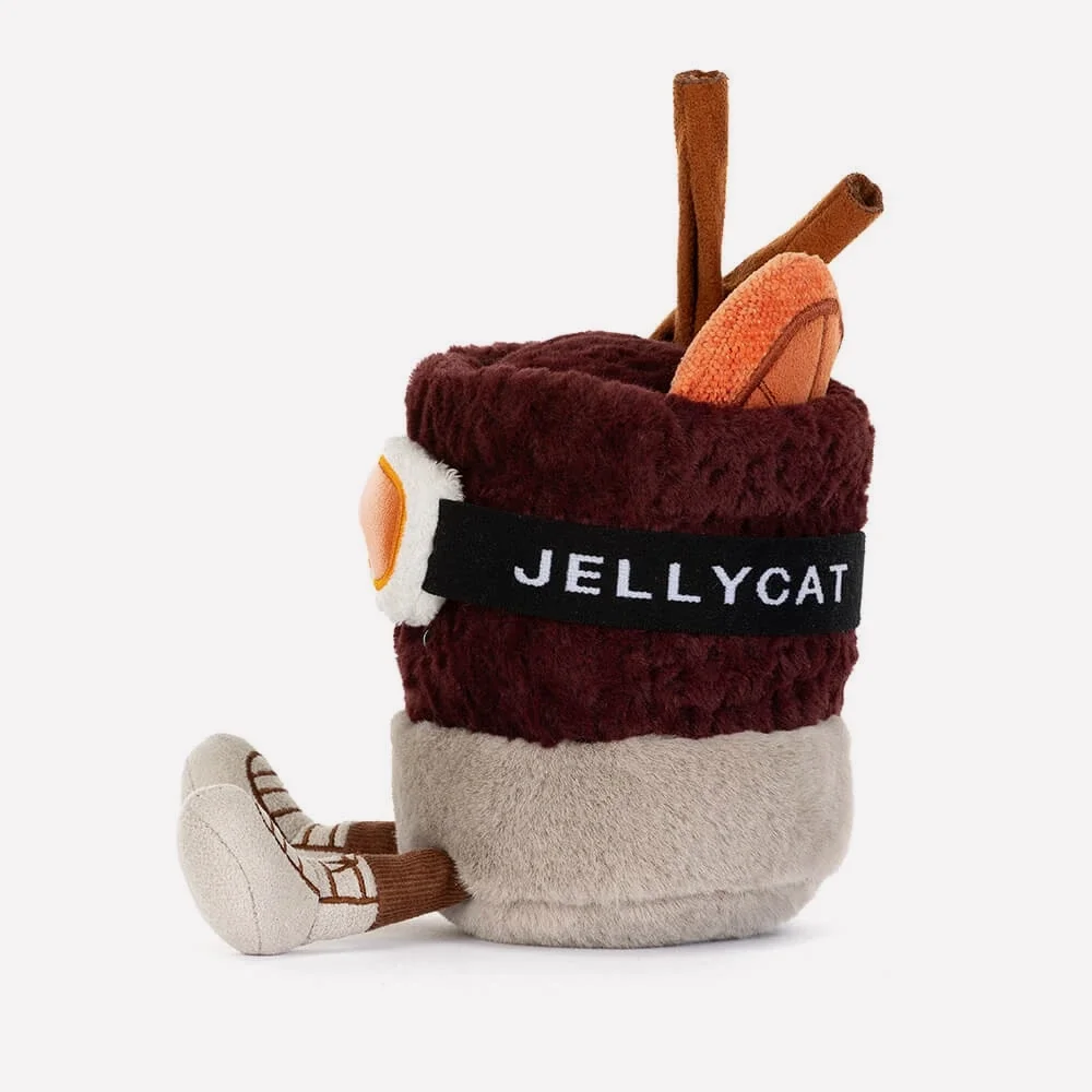 Amuseables Mullover Spiced Drink by Jellycat, Side View.