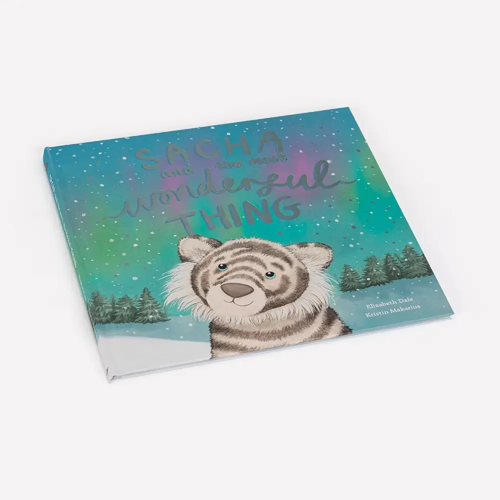 Sacha And The Most Wonderful Thing Book by Jellycat, Front Side View.