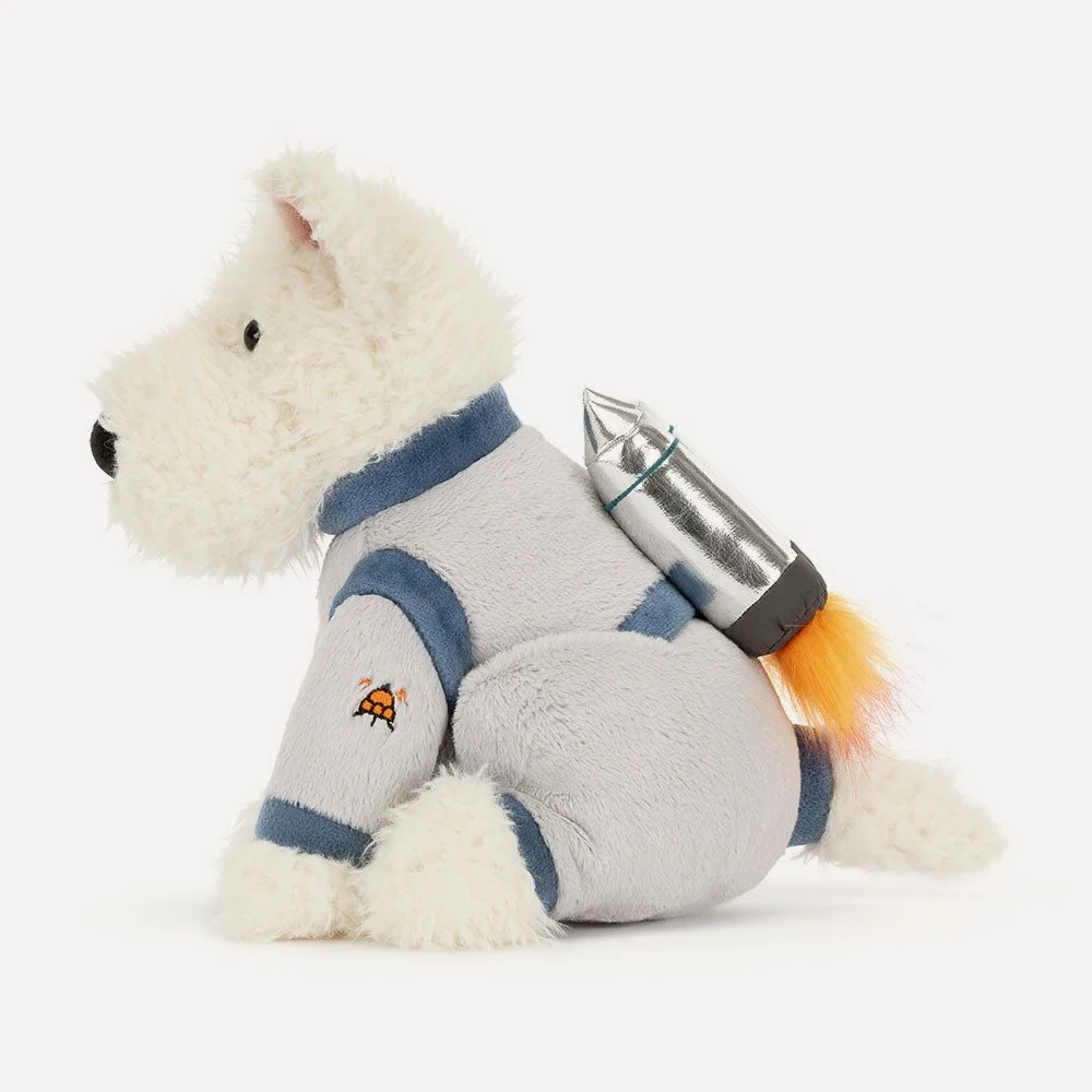 Munro Scottie Dog Space Outfit by Jellycat, Side View.