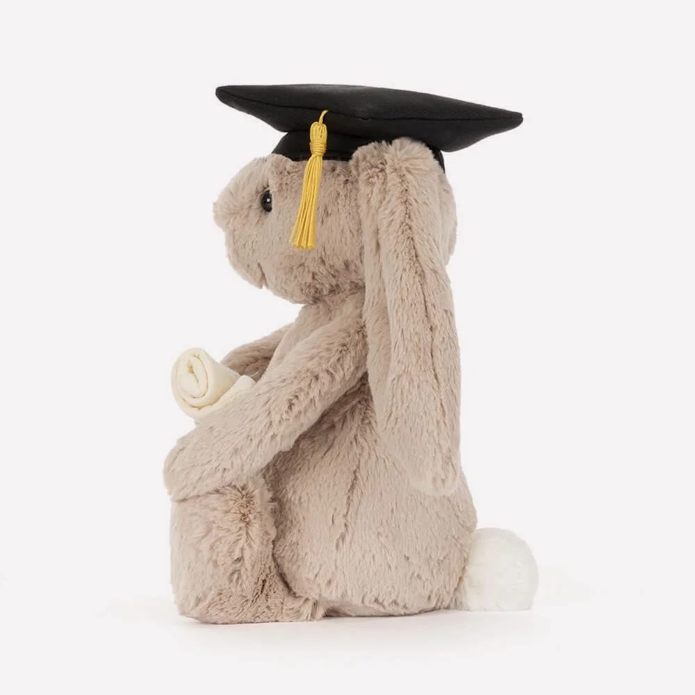 Bashful Bunny Graduation Outfit by Jellycat, Side View.