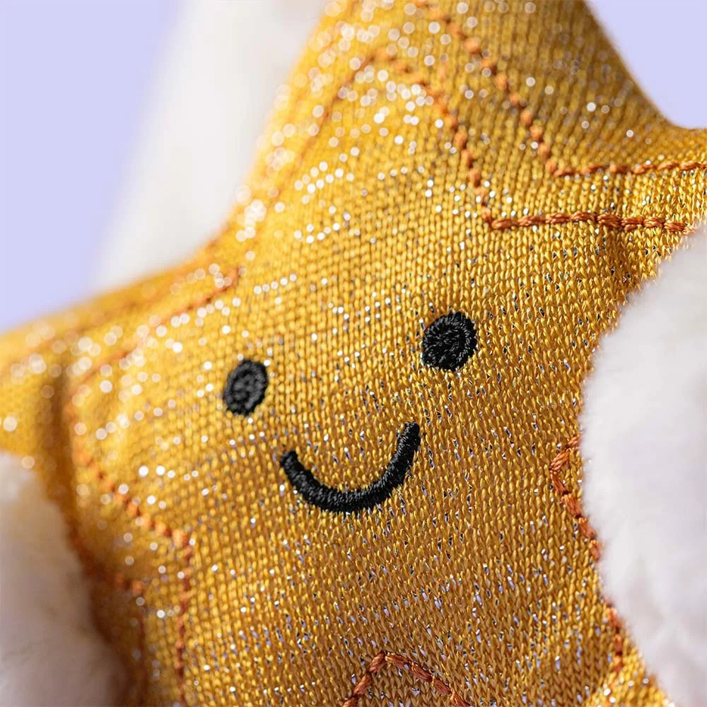 Cream Bunny With Star by Jellycat, Detail View.