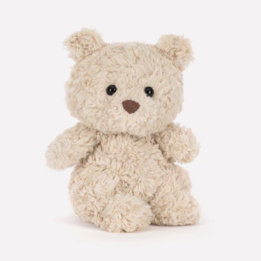 Bartholomew Bear Junior by Jellycat, Front Side View.