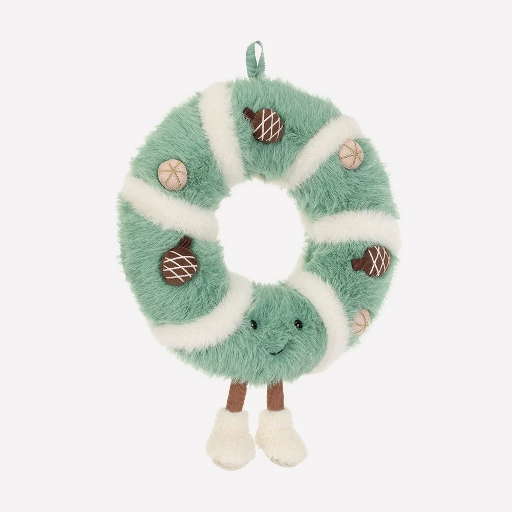 Amuseables Pinecone Wreath by Jellycat, Front Side View.