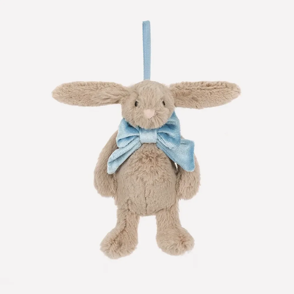 Bashful Beige Bunny Decoration by Jellycat, Front View.