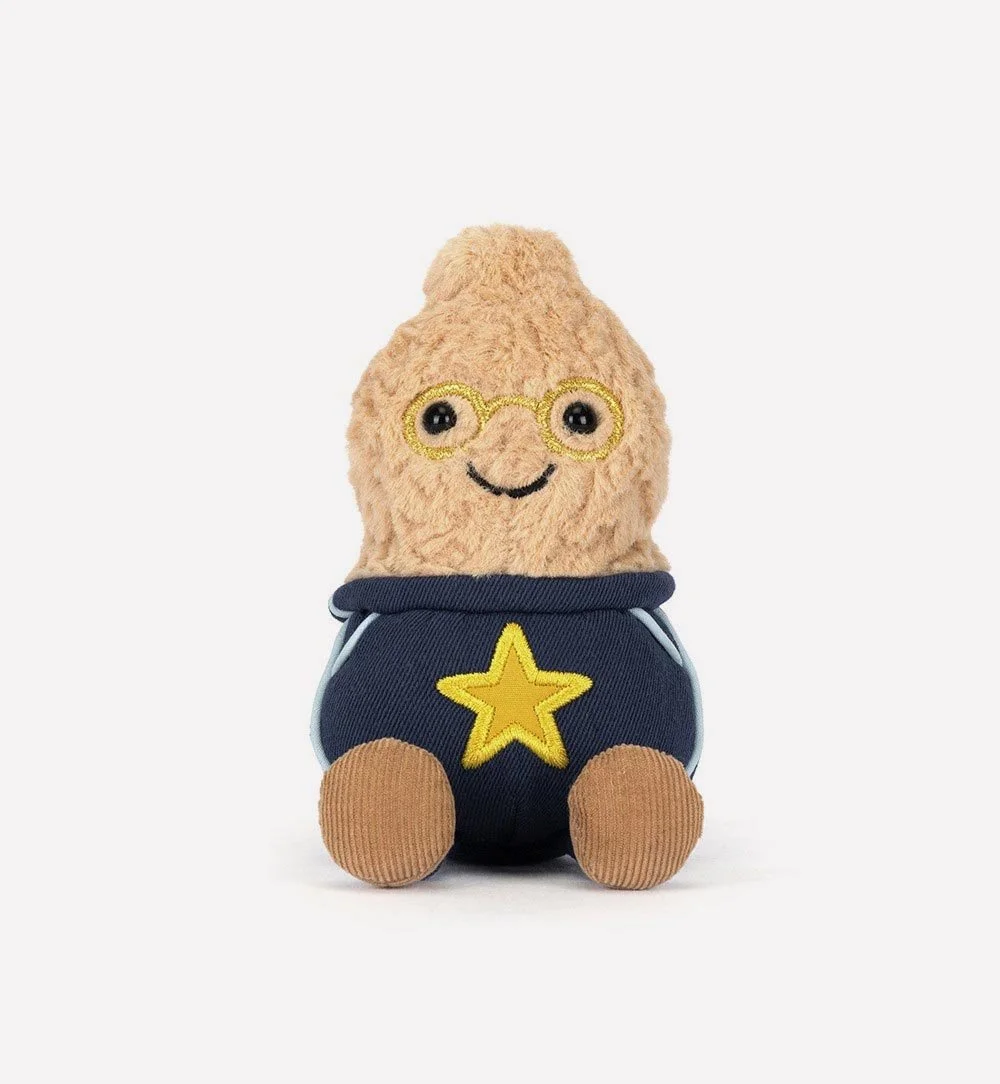 Amuseables Peanut Star Student Outfit by Jellycat, Front View.