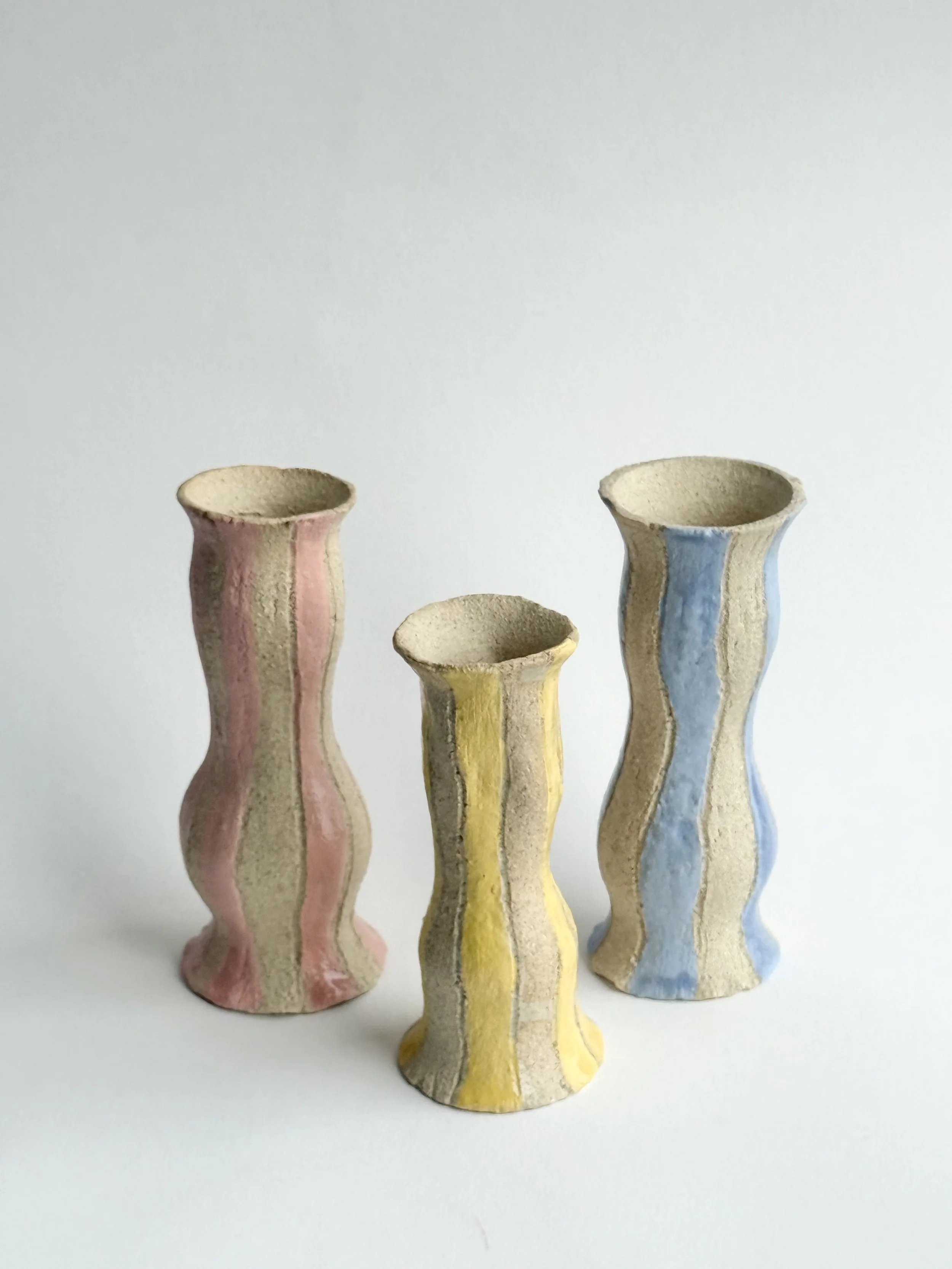 marniere votives / stoneware, underglaze & glaze / 4" T x 1.5" W