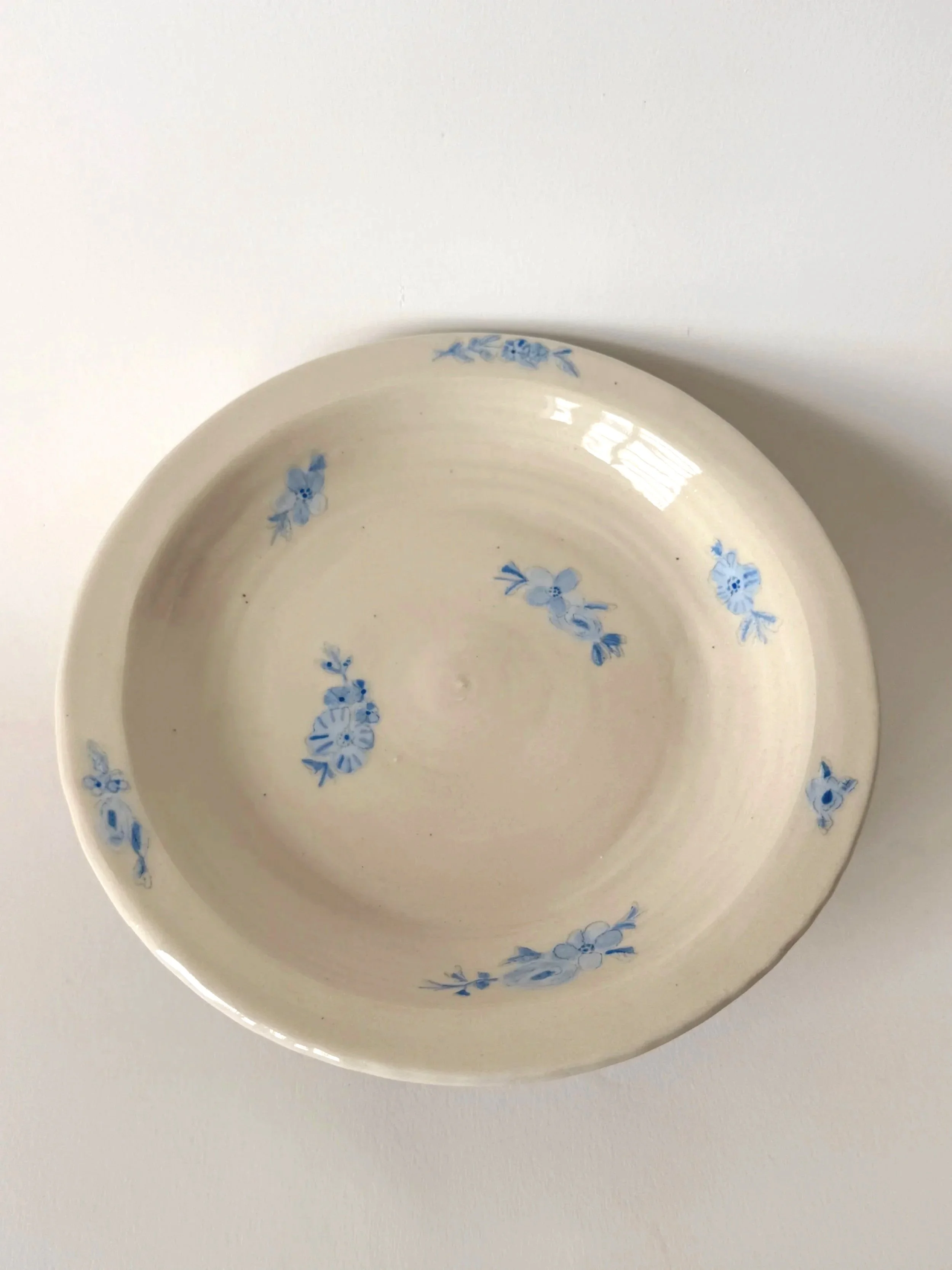 bleuets salad plate / porcelain, underglaze & glaze / 8" W X 8" W