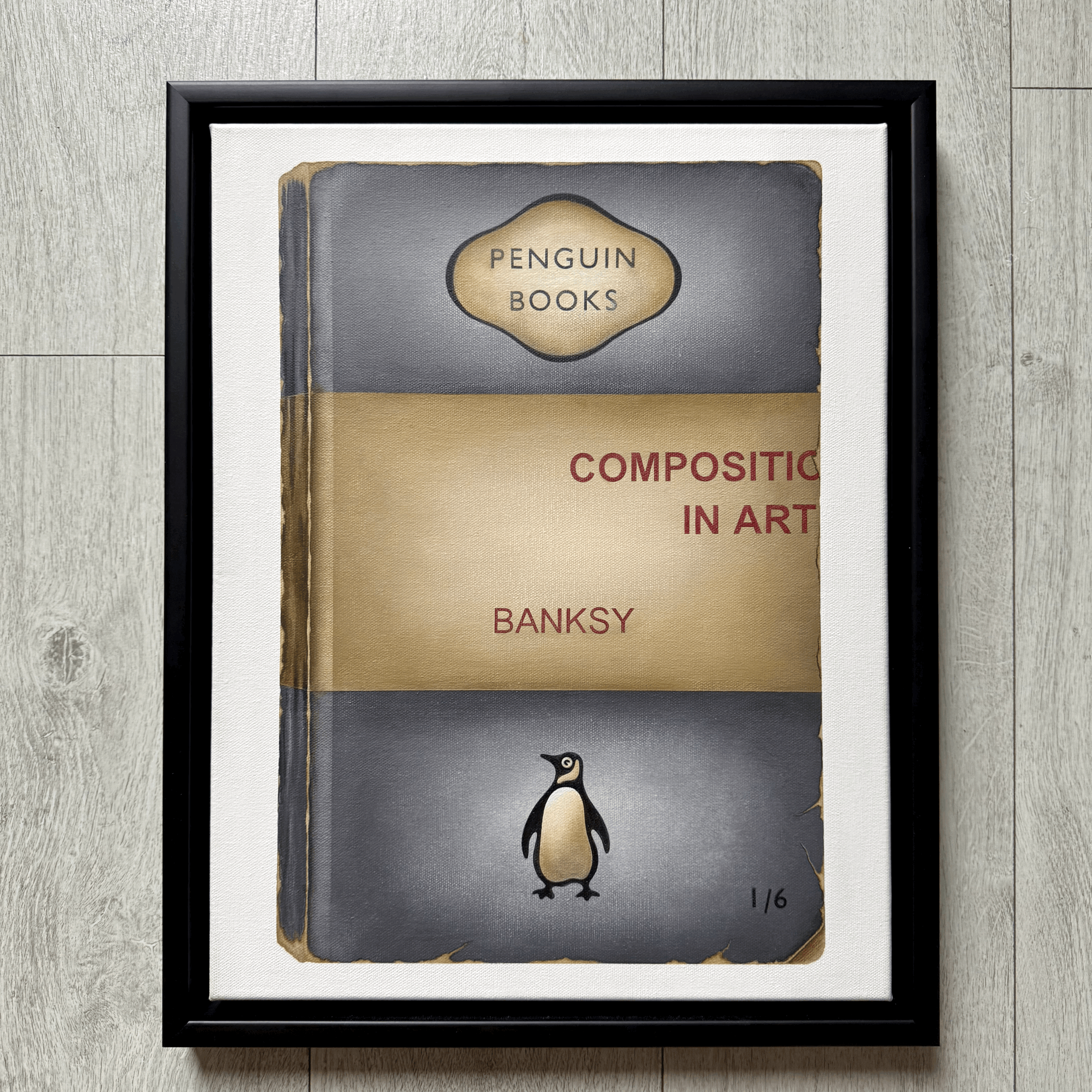 ‘Composition in Art (Banksy) original canvas, framed
