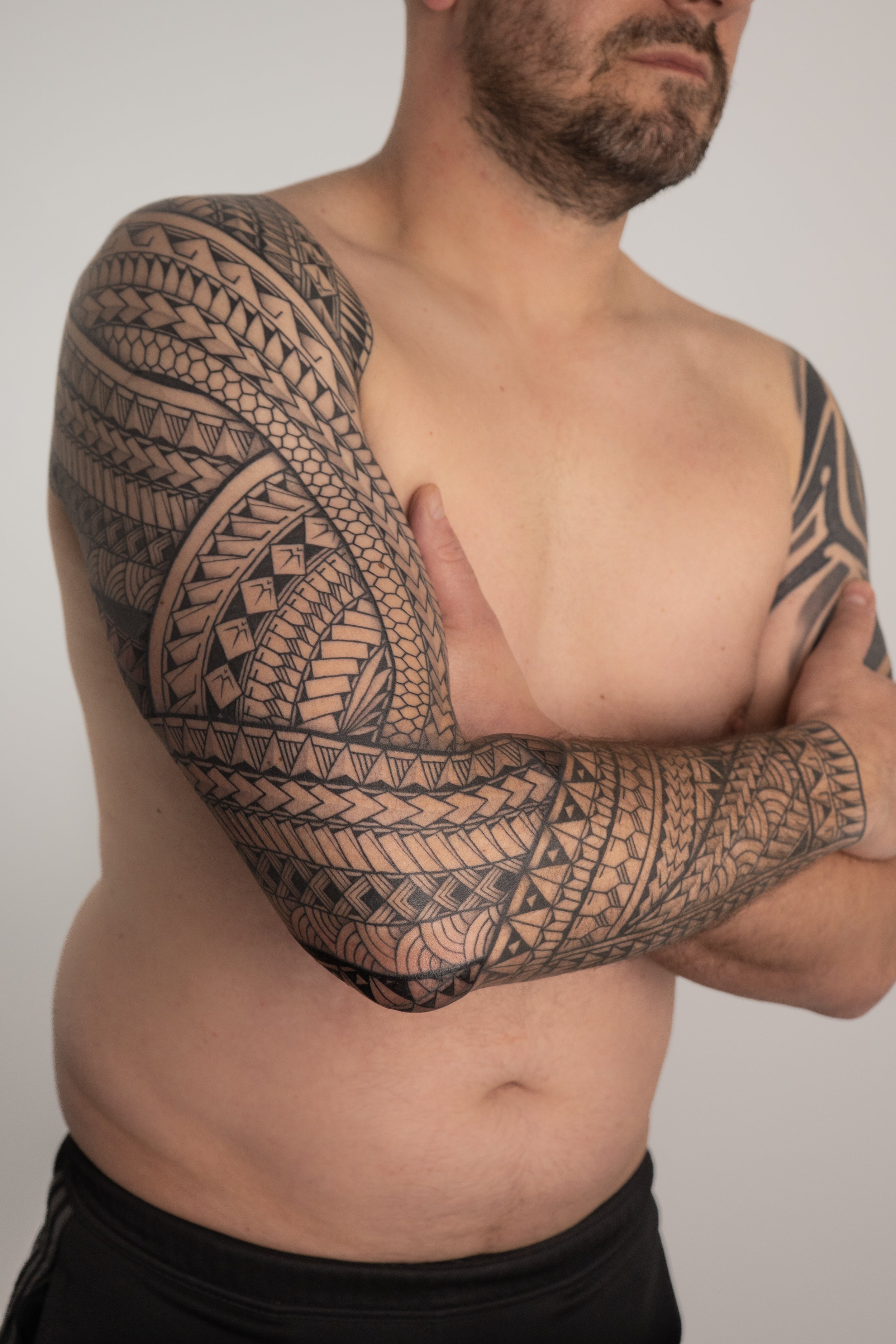 Freehand Polynesian Arm Tattoo