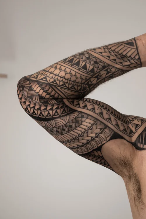 Polynesian bicep tattoo by Mateusz at Skinzophrenic Tattoos Hereford