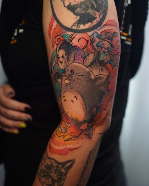 Watercolour anime tattoo by Andres