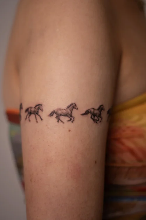 Small horse microrealism tattoo by Ellie Reynolds