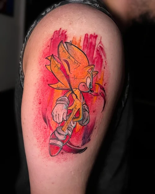 Watercolour anime tattoo by Andres Velasco