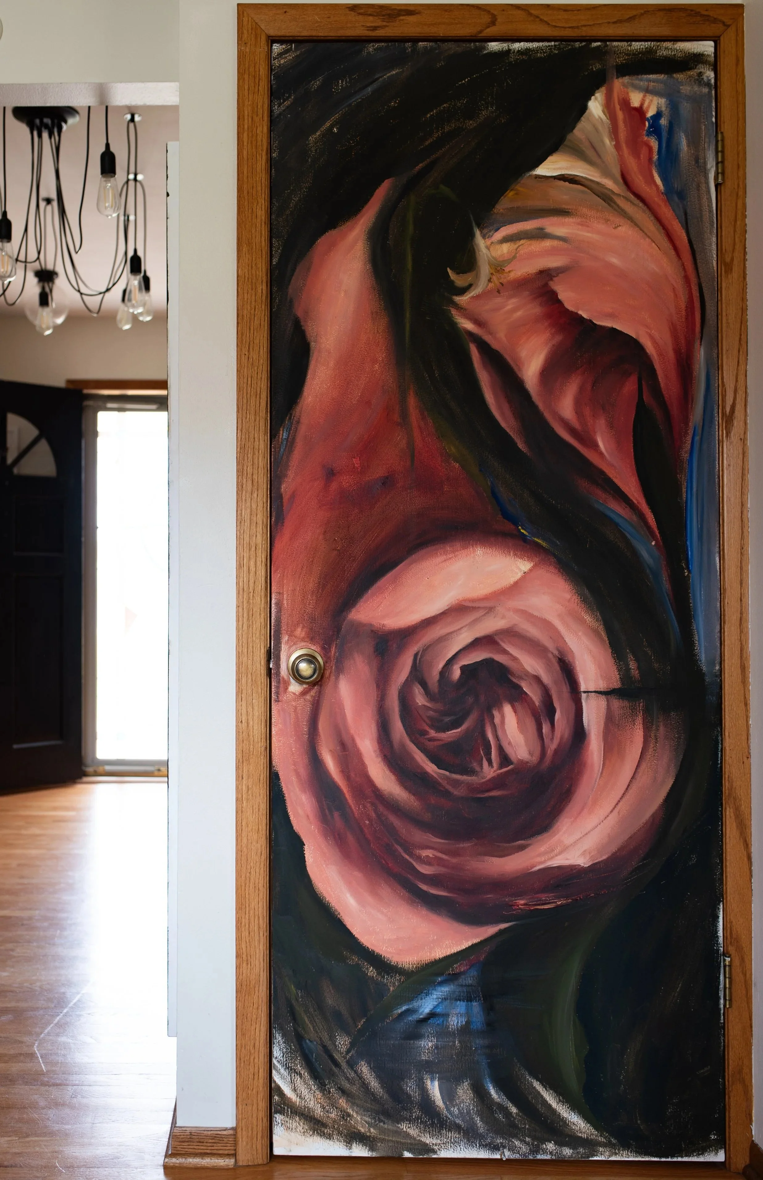 "Threshold", Installation, Oil on Door. 2026